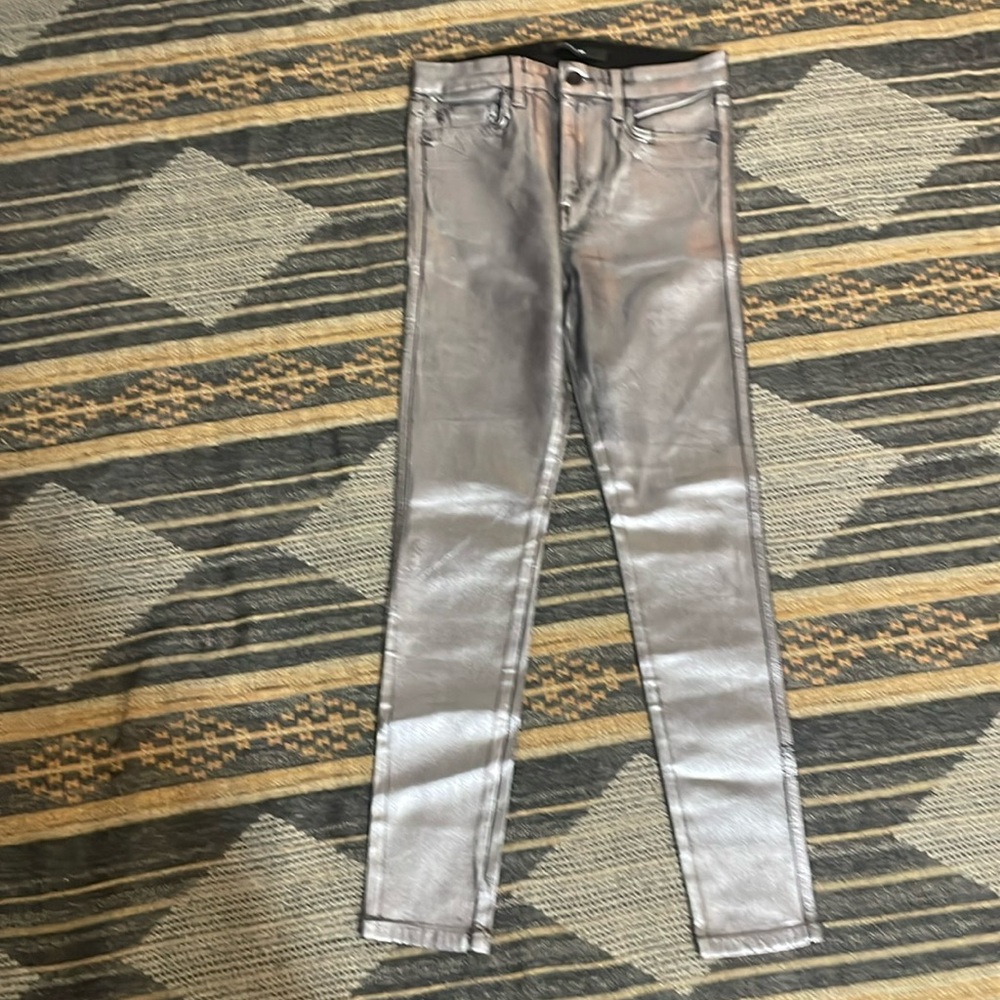 Joes high rise skinny coated pewter jeans